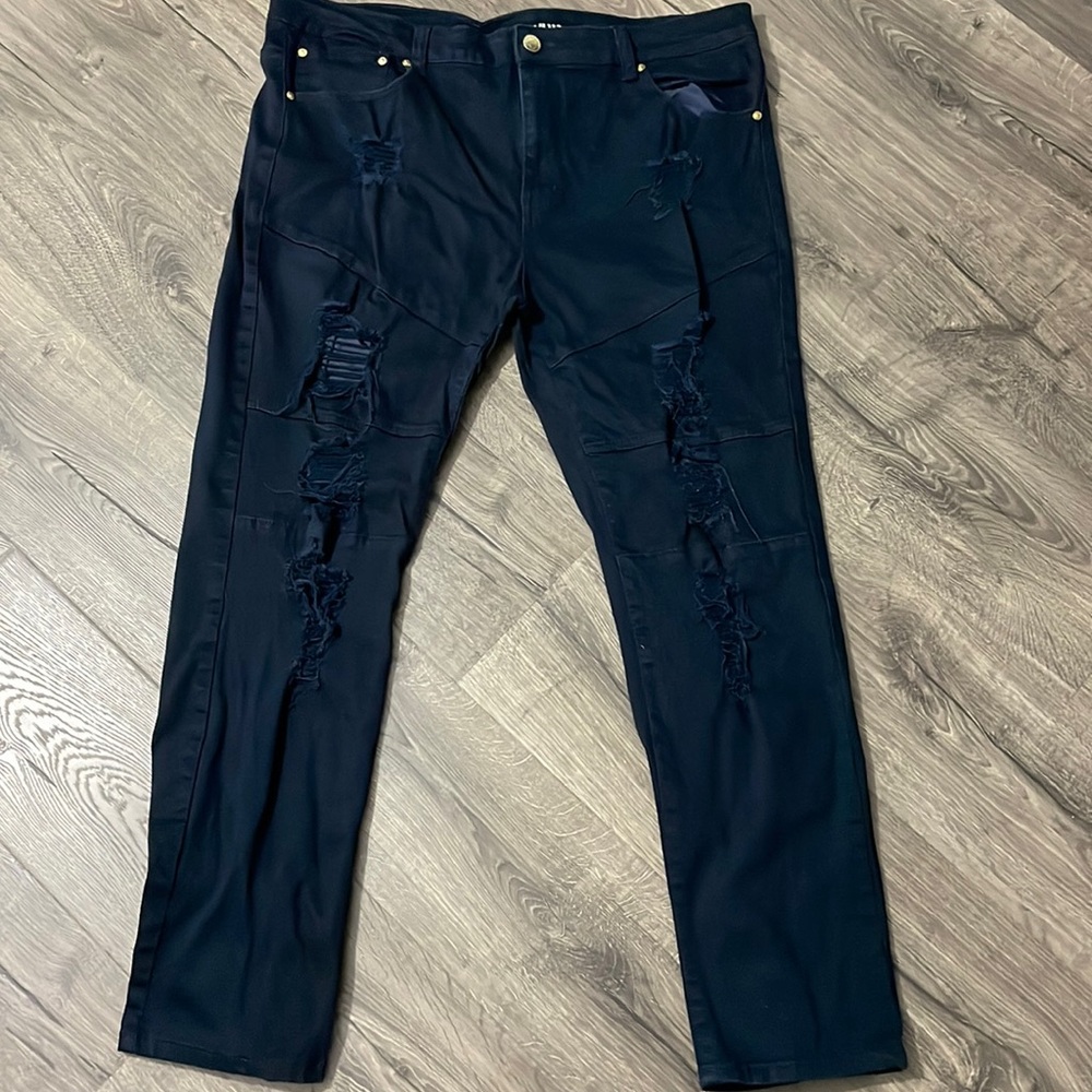 Argonaut Nations Men Skinny Fit Black Ripped Jeans